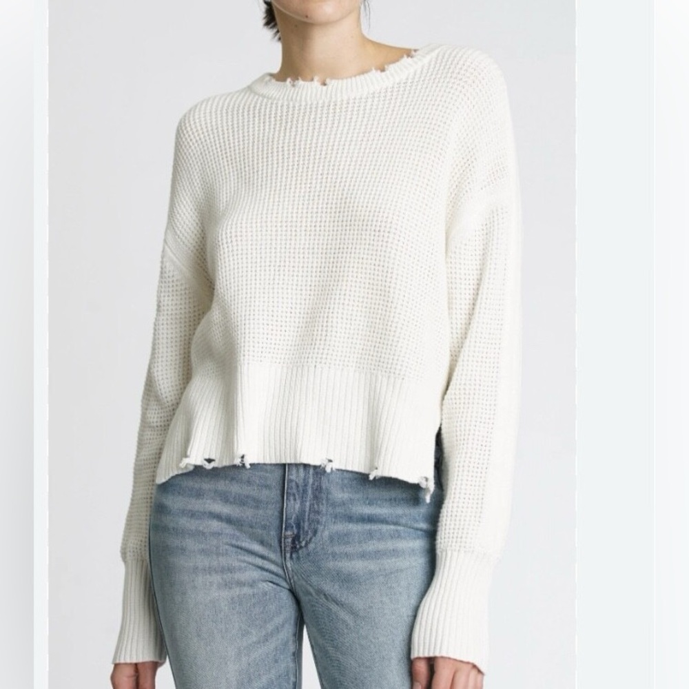 PISTOLA OLGA PULLOVER WAFFLE-KNIT COTTON CREW NECK SWEATER - INFINITY SM - Picture 2 of 9